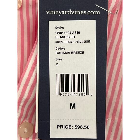 new nwt Vineyard vines szM Bahamas breeze pink mens dress shirt button down top - Picture 3 of 4